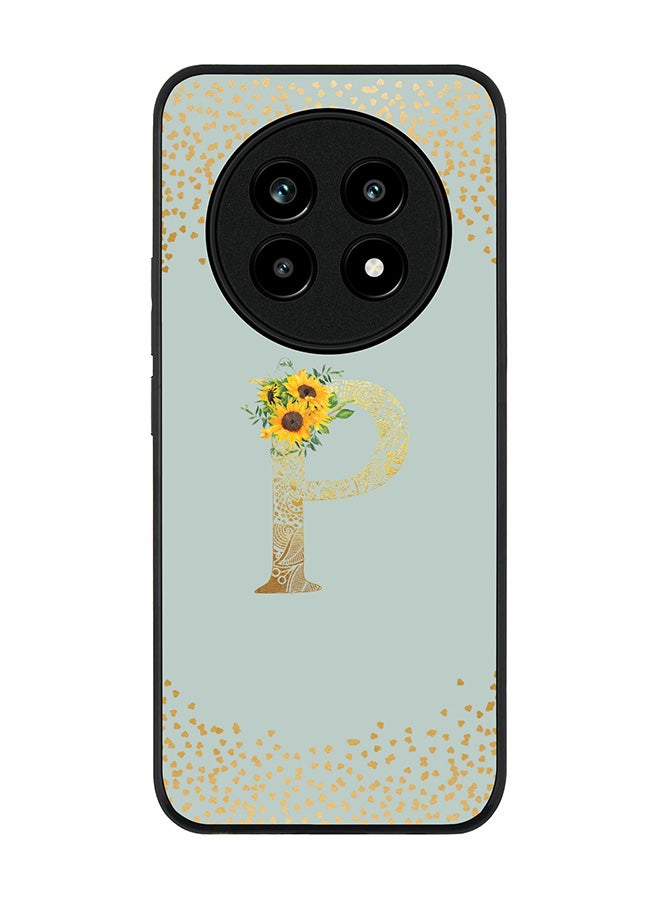 For Realme 13 Pro / 13 Pro+ Case,Slim fit Camera Protection, Shockproof Thin Phone cover  - Custom Floral Monogram - P  (Light Grey )